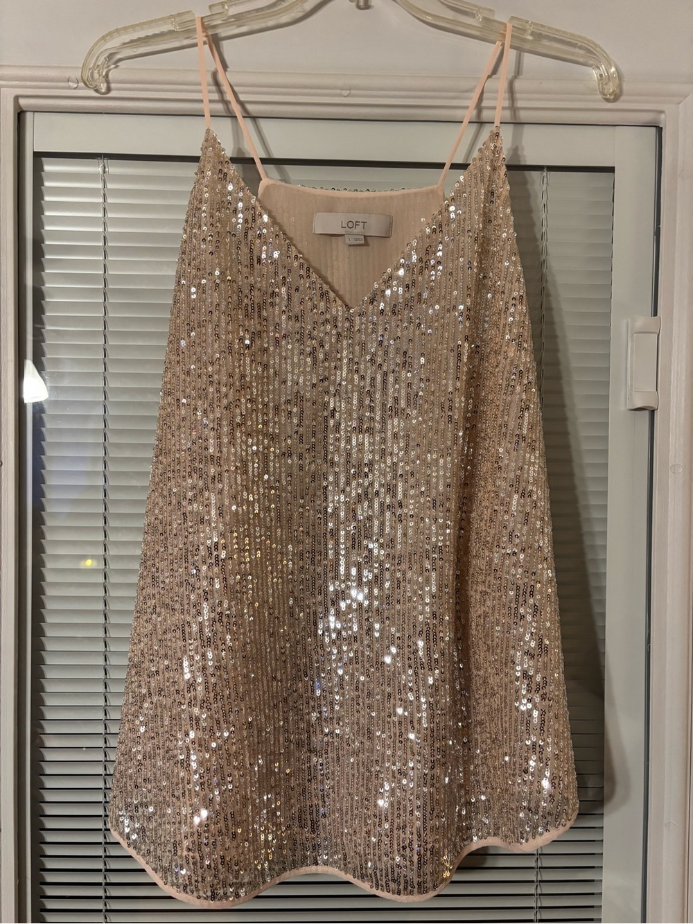 LOFT Rose Gold Sequin V-Neck Cami
